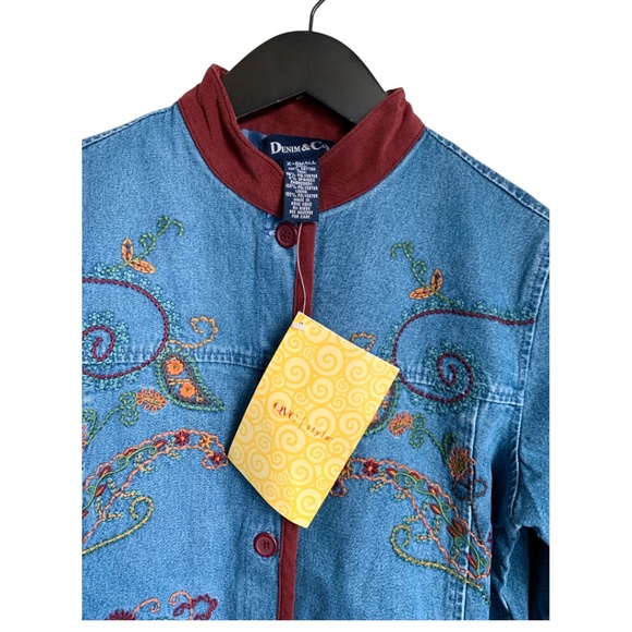 NWT Denim & Co Denim Women's Jacket with Embroidered Size XS QVC Pockets Jean - Picture 4 of 7